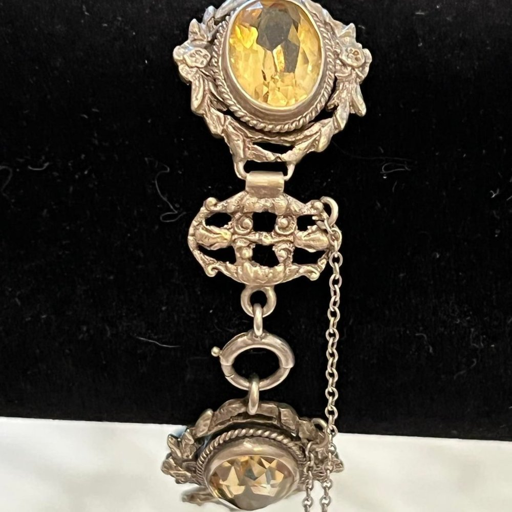 Lovely Delicate and Intricate Signed Sterling Citrine and Floral Peruzzi… - Picture 7 of 9